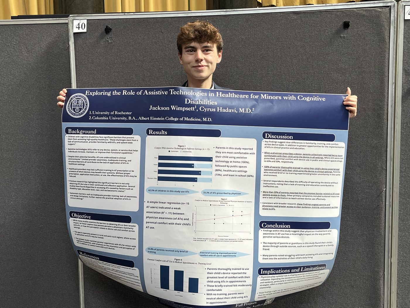 Jackson Wimpsett presenting his published research poster at a national undergraduate research conference